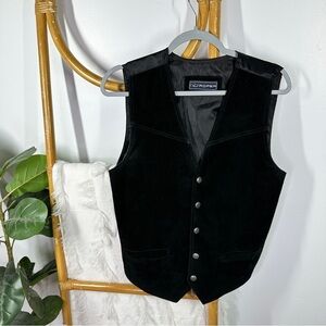 Vintage Roper Black Leather Vest sz S